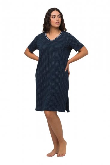 Ulla Popken 819289 Nachthemd met korte mouwen 2-pack Donkerblauw - Nachthemden - 