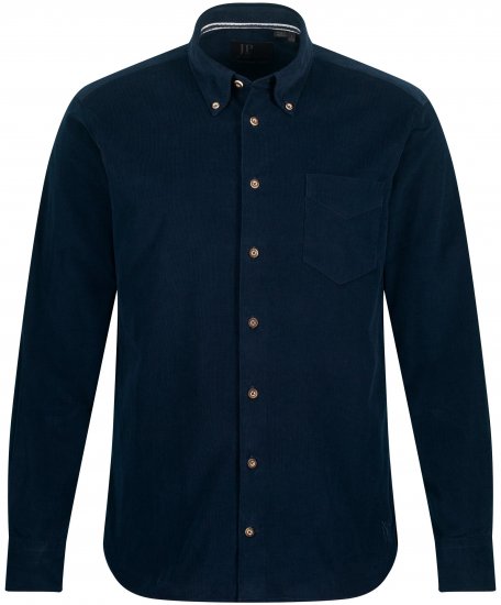JP1880 Modern Fit Buttoned Collar Cotton Shirt Navy Blue - Overhemden - Overhemden Grote Maten Heren
