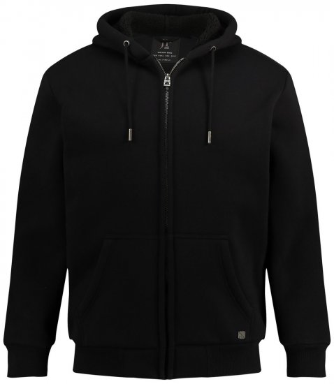 JP1880 820464 Hoodie jack met teddyvoering Zwart TALL - TALL sweatshirts - TALL sweatshirts en hoodies