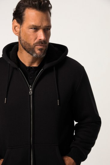 JP1880 820464 Hoodie jack met teddyvoering Zwart - Sweaters & hoodies - Sweaters & Hoodies Grote Maten Heren