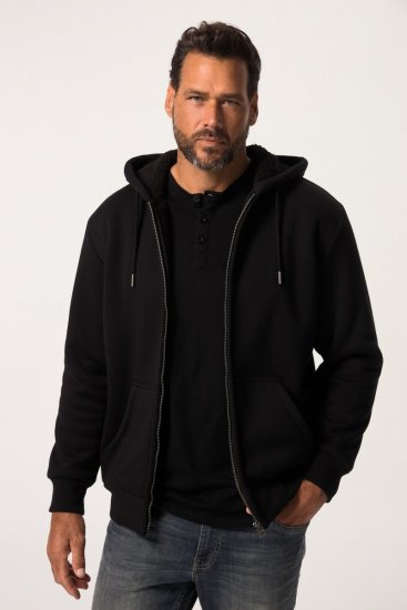 JP1880 820464 Hoodie jack met teddyvoering Zwart TALL - TALL sweatshirts - TALL sweatshirts en hoodies