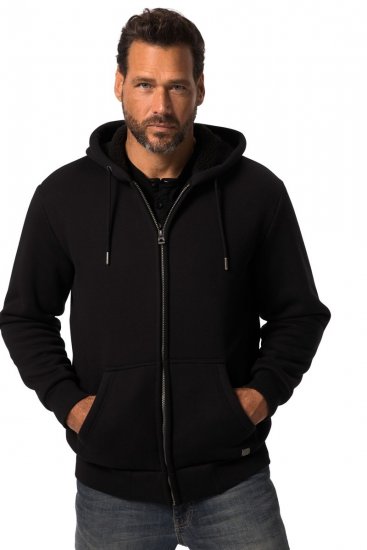 JP1880 820464 Hoodie jack met teddyvoering Zwart - Sweaters & hoodies - Sweaters & Hoodies Grote Maten Heren