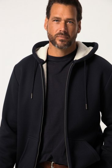 JP1880 820464 Hoodie jack met teddyvoering Donkerblauw - Sweaters & hoodies - Sweaters & Hoodies Grote Maten Heren