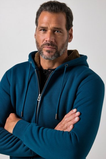 JP1880 820464 Hoodie jack met teddyvoering Inktblauw TALL - TALL sweatshirts - TALL sweatshirts en hoodies
