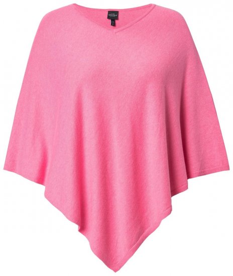 Ulla Popken 820512 Gebreide poncho van wolmix met V-hals Lichtroze - Poncho's & capes - 