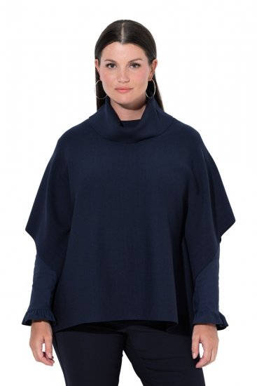 Ulla Popken 820620 Ponchotrui met col Donkerblauw - Poncho's & capes - 