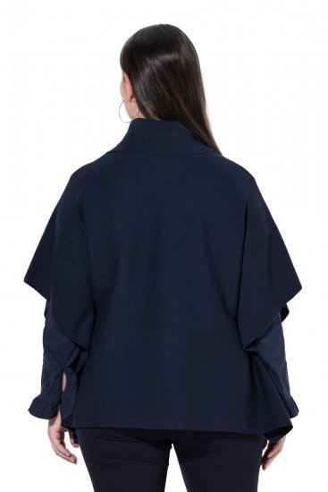 Ulla Popken 820620 Ponchotrui met col Donkerblauw - Poncho's & capes - 