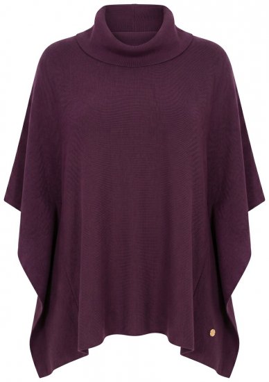 Ulla Popken 820620 Ponchotrui met col Pruim - Poncho's & capes - 