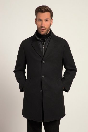 JP1880 Coat Wool Blend Quilted Black - Jassen - Grote Maten Herenjassen