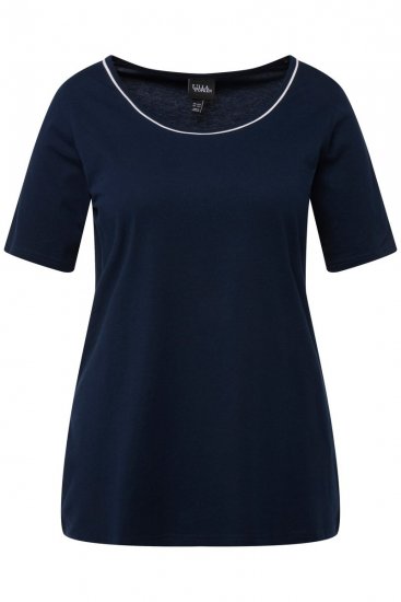 Ulla Popken 821244 Pyjama met stippen Donkerblauw - Pyjama's en Loungewear - 