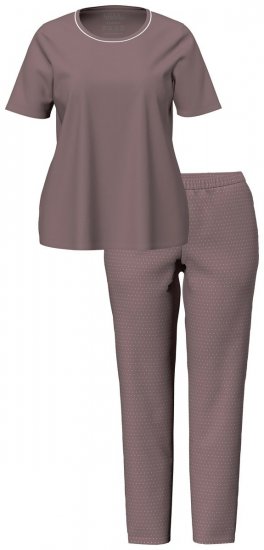 Ulla Popken 821244 Pyjama met stippen Bruin - Pyjama's en Loungewear - 