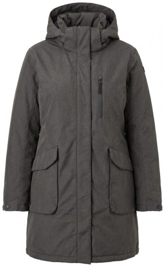 Ulla Popken 821737 Gewatteerde HYPRAR parka met capuchon Donkergrijs gemêleerd - Jassen - Damesjassen in grote maten