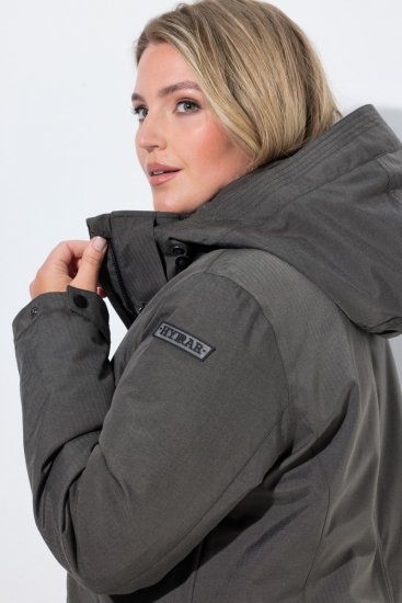 Ulla Popken 821737 Gewatteerde HYPRAR parka met capuchon Donkergrijs gemêleerd - Jassen - Damesjassen in grote maten