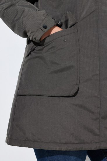 Ulla Popken 821737 Gewatteerde HYPRAR parka met capuchon Donkergrijs gemêleerd - Jassen - Damesjassen in grote maten