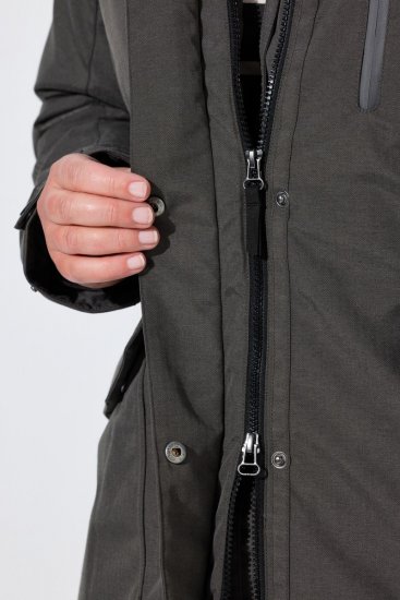 Ulla Popken 821737 Gewatteerde HYPRAR parka met capuchon Donkergrijs gemêleerd - Jassen - Damesjassen in grote maten