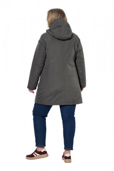 Ulla Popken 821737 Gewatteerde HYPRAR parka met capuchon Donkergrijs gemêleerd - Jassen - Damesjassen in grote maten