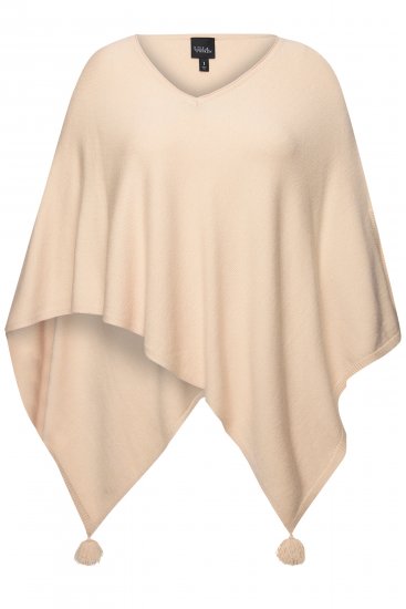 Ulla Popken Knit Pointed Hem Poncho Nature Melange - Sweaters & hoodies - 
