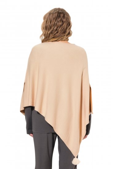 Ulla Popken Knit Pointed Hem Poncho Nature Melange - Sweaters & hoodies - 