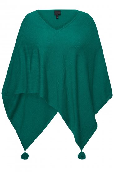 Ulla Popken Knit Pointed Hem Poncho Emerald Green - Sweaters & hoodies - 