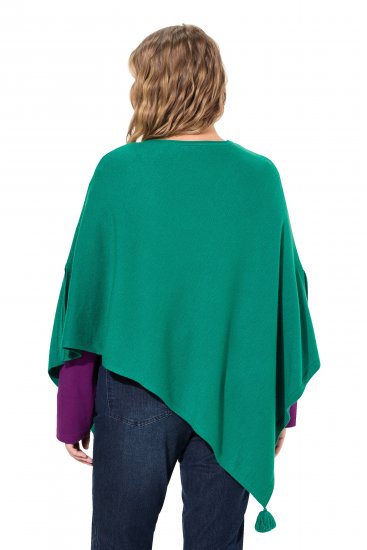 Ulla Popken Knit Pointed Hem Poncho Emerald Green - Sweaters & hoodies - 