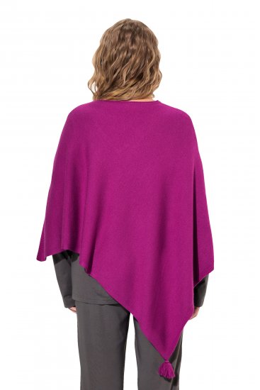 Ulla Popken Knit Pointed Hem Poncho Berry - Sweaters & hoodies - 