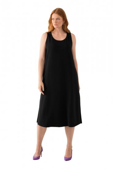 Ulla Popken 823276 Mouwloze jurk Zwart - Maxi jurken - Maxi jurken in grote maten
