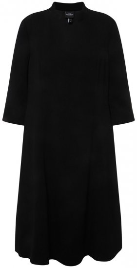 Ulla Popken 823290 Midi-jurk met V-hals Zwart - Midi jurken - Midi jurken in grote maten