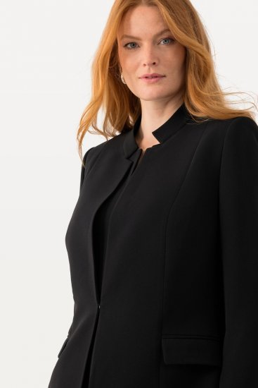 Ulla Popken 823318 Blazer met opstaande kraag Zwart - Blazers - Blazers in grote maten voor dames