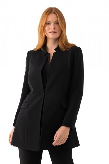 Ulla Popken 823318 Blazer met opstaande kraag Zwart - Blazers - Blazers in grote maten voor dames
