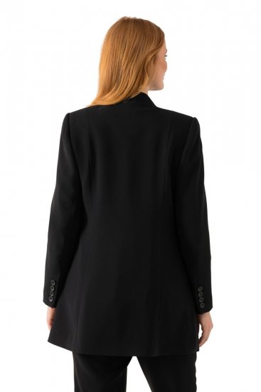 Ulla Popken 823318 Blazer met opstaande kraag Zwart - Blazers - Blazers in grote maten voor dames