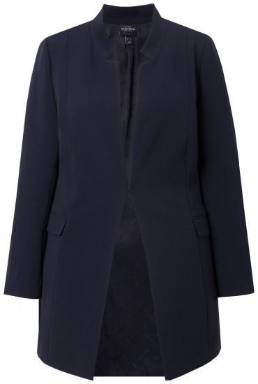 Ulla Popken 823318 Blazer met opstaande kraag Donkerblauw - Blazers - Blazers in grote maten voor dames