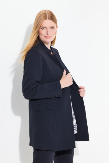 Ulla Popken 823318 Blazer met opstaande kraag Donkerblauw - Blazers - Blazers in grote maten voor dames