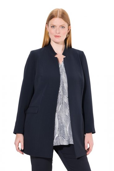 Ulla Popken 823318 Blazer met opstaande kraag Donkerblauw - Blazers - Blazers in grote maten voor dames