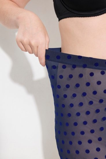 Ulla Popken 823383 Gestippelde panty legging Donkerblauw - Panty's & sokken - 