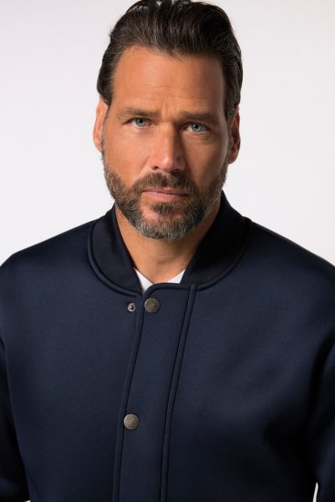 JP1880 College Jacket Scuba Fabric with Zipper Navy - Jassen - Grote Maten Herenjassen