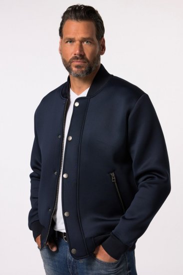 JP1880 College Jacket Scuba Fabric with Zipper Navy - Jassen - Grote Maten Herenjassen