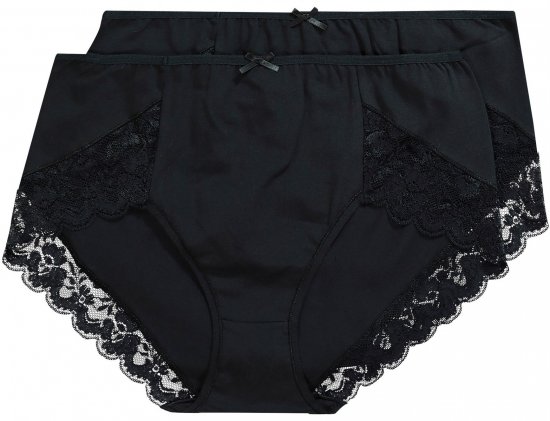 Ulla Popken 824106 Slips met kant 2-pack Zwart - Slips - 