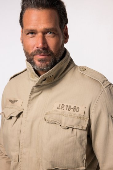 JP1880 Field Jacket with Badges Vintage Look Dark Beige - Jassen - Grote Maten Herenjassen