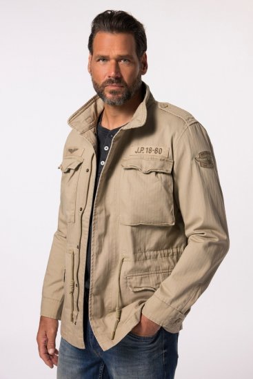 JP1880 Field Jacket with Badges Vintage Look Dark Beige - Jassen - Grote Maten Herenjassen