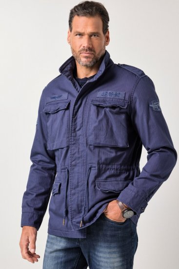 JP1880 Field Jacket with Badges Vintage Look Light Azure Blue - Jassen - Grote Maten Herenjassen