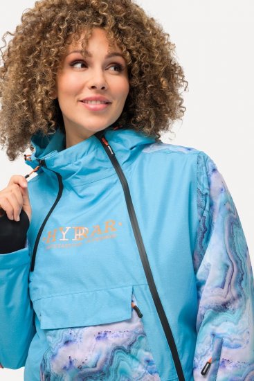 Ulla Popken 824429 Gemarmerde ski-jas met drievoudige functie Blauw - Skikleding - 