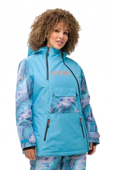 Ulla Popken 824429 Gemarmerde ski-jas met drievoudige functie Blauw - Skikleding - 