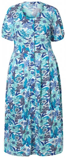 Ulla Popken 824966 Gebloemde blousejurk Donkerblauw - Blousejurken - 
