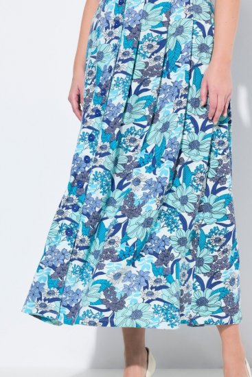 Ulla Popken 824966 Gebloemde blousejurk Donkerblauw - Blousejurken - 