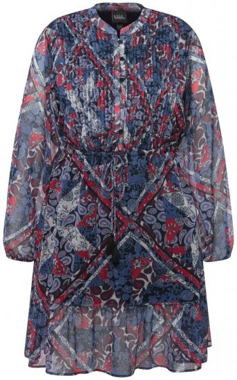 Ulla Popken 824976 Bedrukte jurk Donkerblauw - Midi jurken - Midi jurken in grote maten