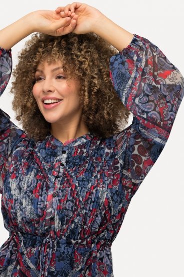 Ulla Popken 824976 Bedrukte jurk Donkerblauw - Midi jurken - Midi jurken in grote maten