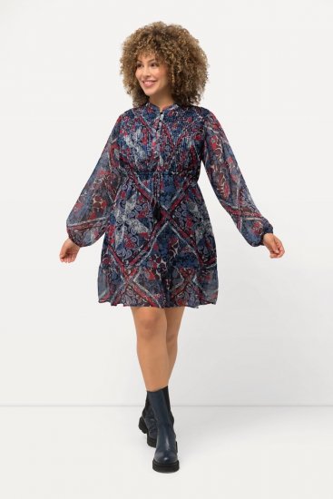 Ulla Popken 824976 Bedrukte jurk Donkerblauw - Midi jurken - Midi jurken in grote maten