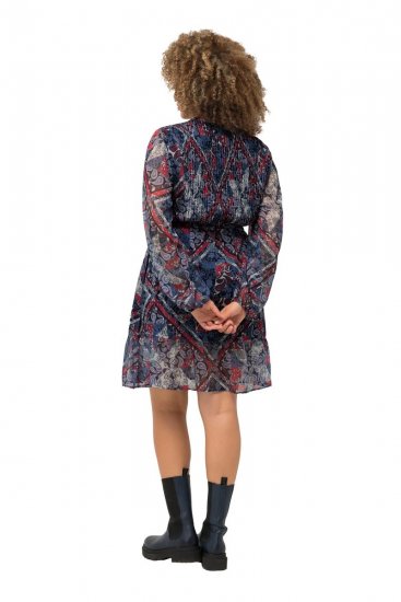 Ulla Popken 824976 Bedrukte jurk Donkerblauw - Midi jurken - Midi jurken in grote maten