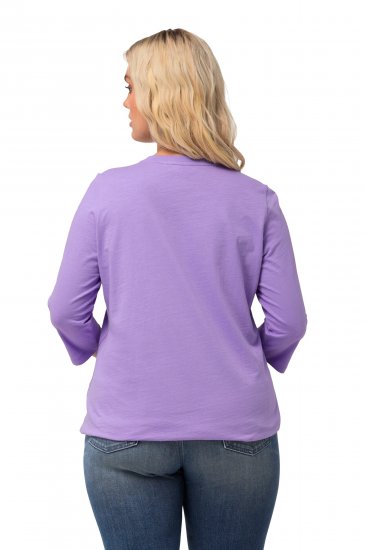 Ulla Popken Horticultural Graphic Floral Tee Pale Lilac - Bedrukte T-shirts voor dames - 