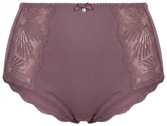 Ulla Popken 825788 Slips met hoge taille en kant Bruin - Slips - 